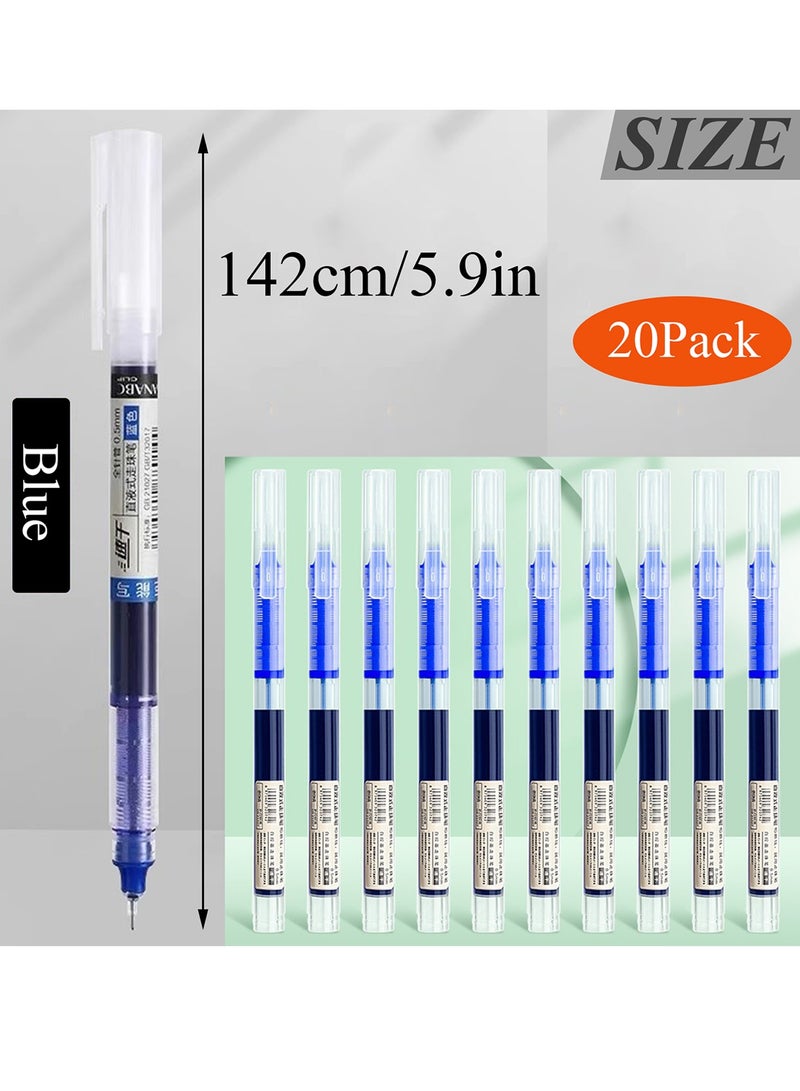 Qiccijoo 20 Pack Blue Liquid Ink Rollerball Gel Pens,0.5mm Extra Fine Point Tip, Smooth Writing Quick Drying No Smear for Journaling, Drawing, Sketching, School Notes College Supplies - Image 2